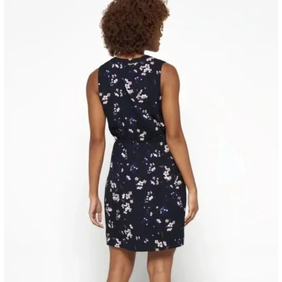 41 Hawthorn Floral Sleeveless Tie Waist Button Front Dress Claira Navy Pink NWT - Picture 2 of 8